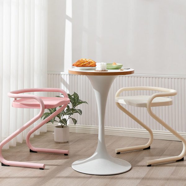 Contemporary Industrial Square ABS Iron Dining Chair Backless Armless For Dining Room - Image 2