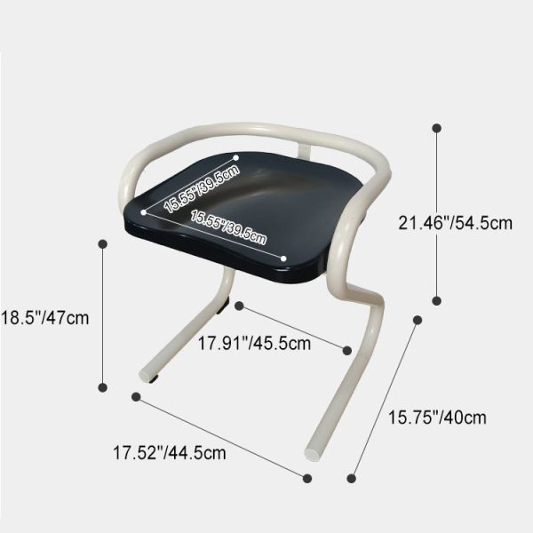 Contemporary Industrial Square ABS Iron Dining Chair Backless Armless For Dining Room - Image 4