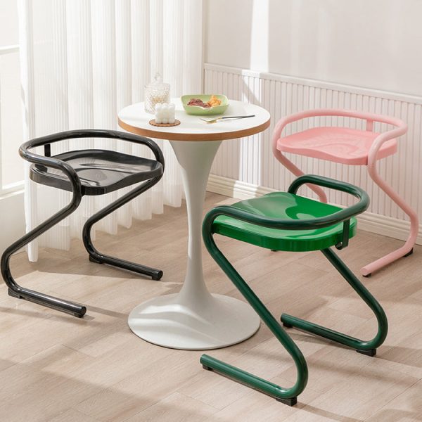 Contemporary Industrial Square ABS Iron Dining Chair Backless Armless For Dining Room - Image 3