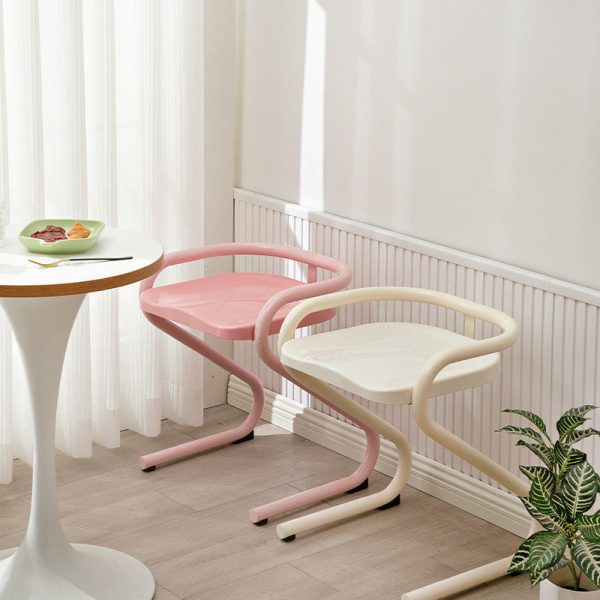 Contemporary Industrial Square ABS Iron Dining Chair Backless Armless For Dining Room - Image 11