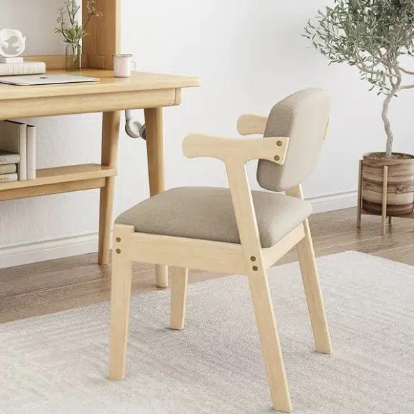 Contemporary Nordic Square Wood Leather Cloth Chair Backrest Armrest For Living Room - Image 23