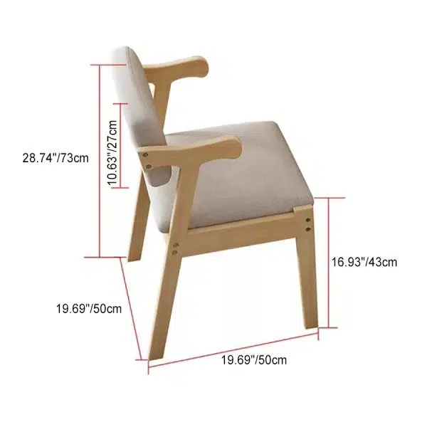 Contemporary Nordic Square Wood Leather Cloth Chair Backrest Armrest For Living Room - Image 4