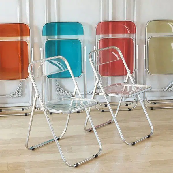 Modern Minimalist Square Acrylic Iron Foldable Chair Backrest For Living Room - Image 14