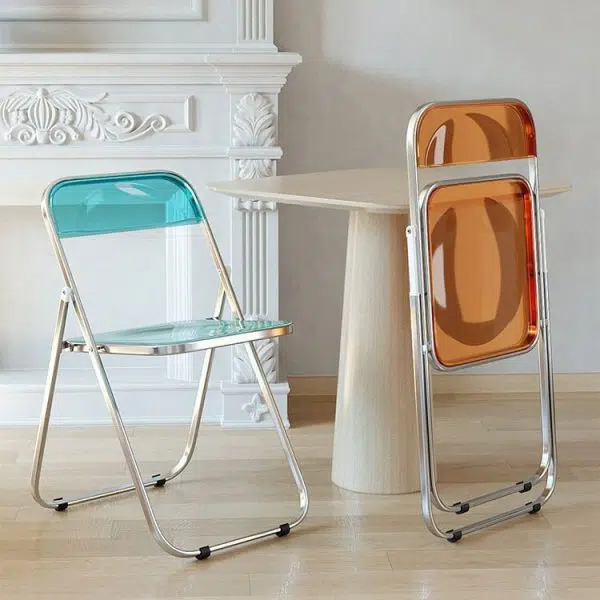 Modern Minimalist Square Acrylic Iron Foldable Chair Backrest For Living Room - Image 12