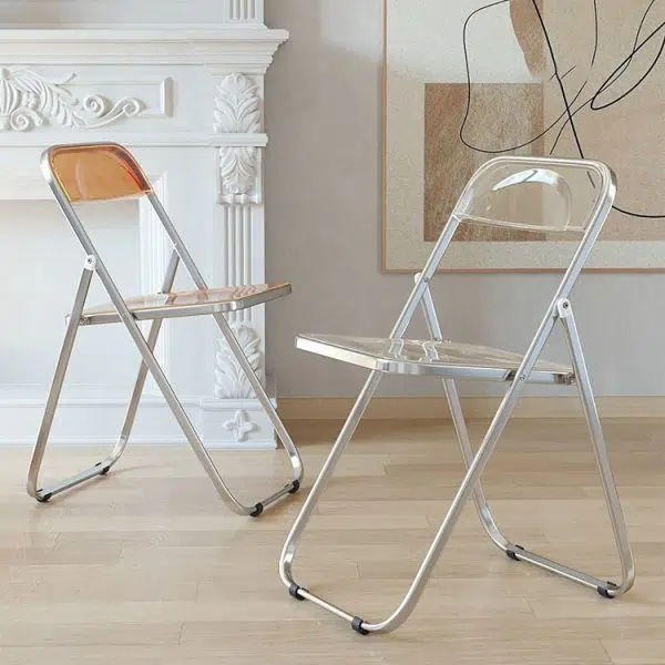 Modern Minimalist Square Acrylic Iron Foldable Chair Backrest For Living Room - Image 13