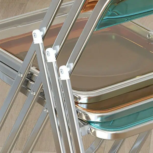 Modern Minimalist Square Acrylic Iron Foldable Chair Backrest For Living Room - Image 9