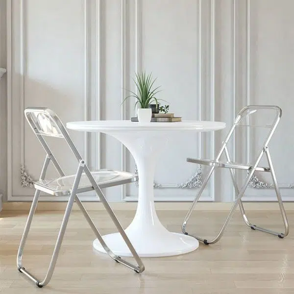 Modern Minimalist Square Acrylic Iron Foldable Chair Backrest For Living Room - Image 15
