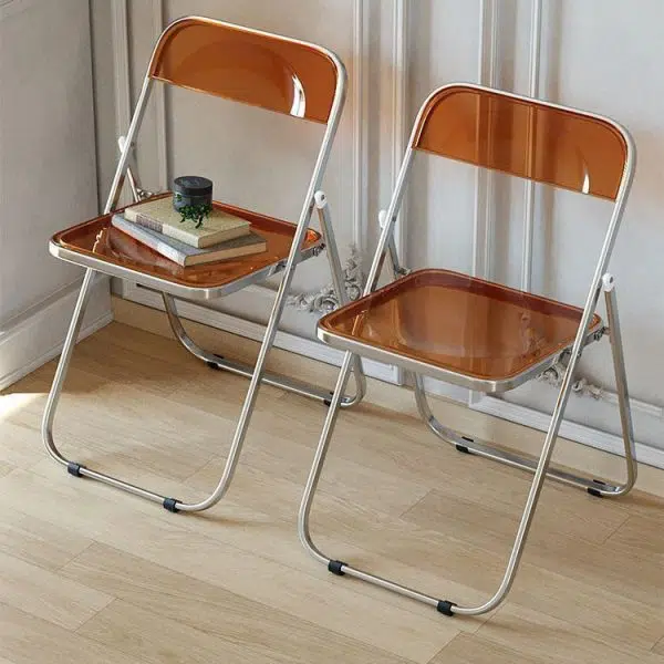 Modern Minimalist Square Acrylic Iron Foldable Chair Backrest For Living Room - Image 16