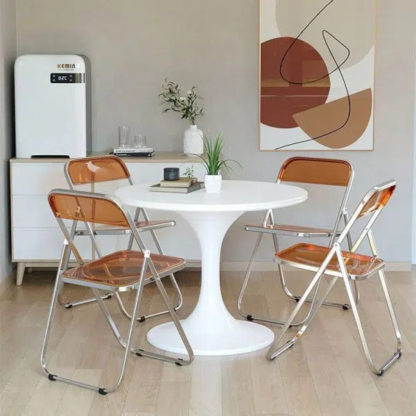 Modern Minimalist Square Acrylic Iron Foldable Chair Backrest For Living Room - Image 17