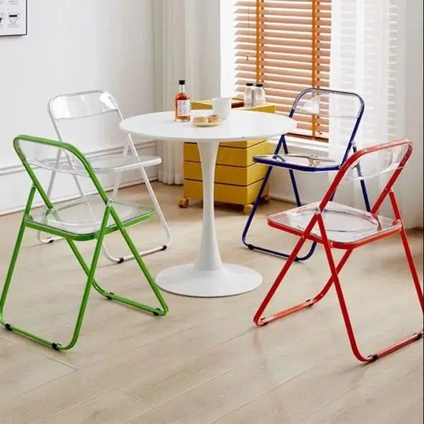 Modern Minimalist Square Acrylic Iron Foldable Chair Backrest For Living Room - Image 3