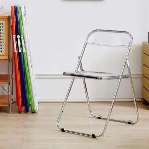 Modern Minimalist Square Acrylic Iron Foldable Chair Backrest For Living Room - Image 20