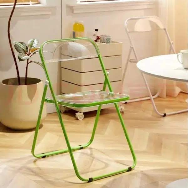Modern Minimalist Square Acrylic Iron Foldable Chair Backrest For Living Room - Image 19
