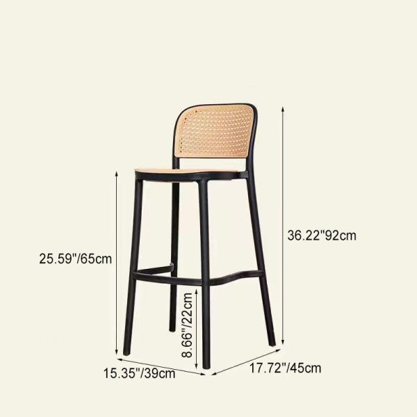 Contemporary Nordic Square PP Plastic Bar Stool Backrest Footrest For Dining Room - Image 4