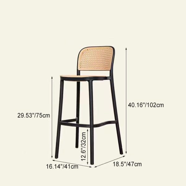 Contemporary Nordic Square PP Plastic Bar Stool Backrest Footrest For Dining Room - Image 5