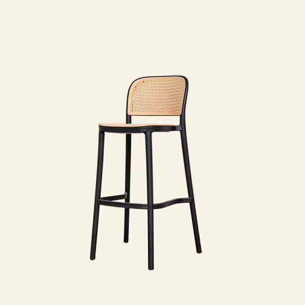 Contemporary Nordic Square PP Plastic Bar Stool Backrest Footrest For Dining Room - Image 7