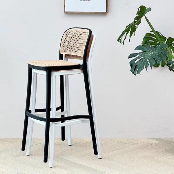 Contemporary Nordic Square PP Plastic Bar Stool Backrest Footrest For Dining Room - Image 6