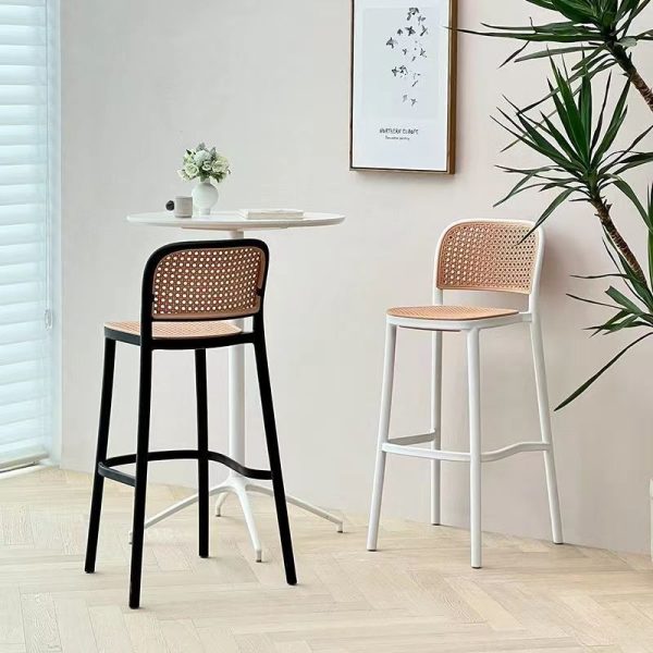 Contemporary Nordic Square PP Plastic Bar Stool Backrest Footrest For Dining Room - Image 2