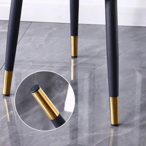 Contemporary Nordic Square Vertical Grain PU Leather Upholstered Carbon Steel Dining Chair Backrest For Dining Room - Image 6