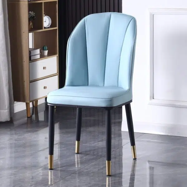 Contemporary Nordic Square Vertical Grain PU Leather Upholstered Carbon Steel Dining Chair Backrest For Dining Room - Image 28