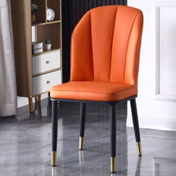 Contemporary Nordic Square Vertical Grain PU Leather Upholstered Carbon Steel Dining Chair Backrest For Dining Room - Image 29