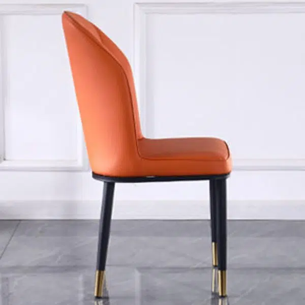 Contemporary Nordic Square Vertical Grain PU Leather Upholstered Carbon Steel Dining Chair Backrest For Dining Room - Image 13