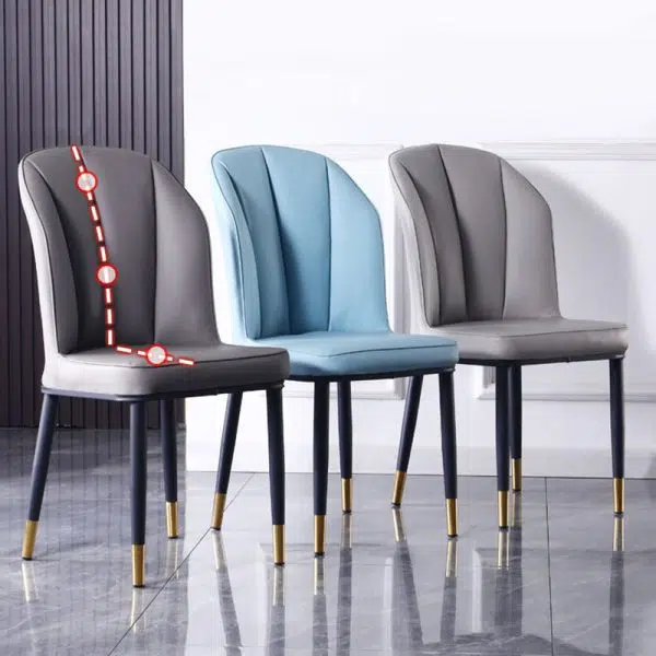 Contemporary Nordic Square Vertical Grain PU Leather Upholstered Carbon Steel Dining Chair Backrest For Dining Room - Image 14