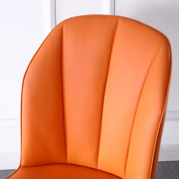 Contemporary Nordic Square Vertical Grain PU Leather Upholstered Carbon Steel Dining Chair Backrest For Dining Room - Image 7