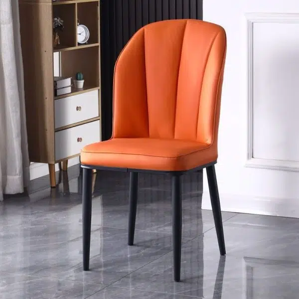 Contemporary Nordic Square Vertical Grain PU Leather Upholstered Carbon Steel Dining Chair Backrest For Dining Room - Image 19