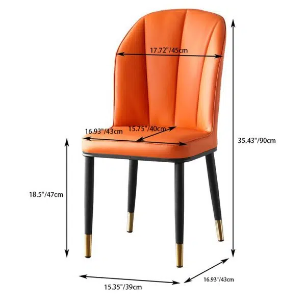 Contemporary Nordic Square Vertical Grain PU Leather Upholstered Carbon Steel Dining Chair Backrest For Dining Room - Image 4