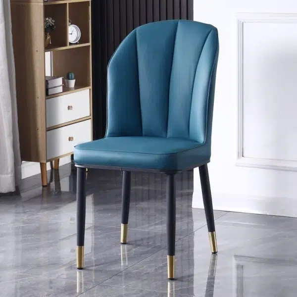 Contemporary Nordic Square Vertical Grain PU Leather Upholstered Carbon Steel Dining Chair Backrest For Dining Room - Image 31