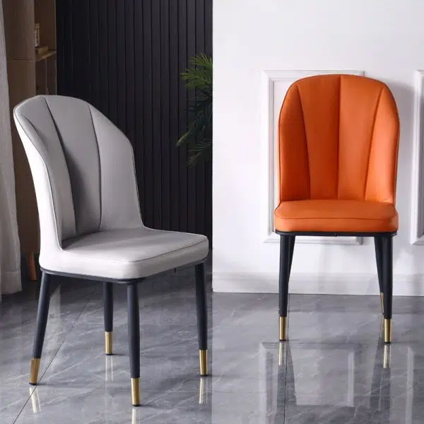 Contemporary Nordic Square Vertical Grain PU Leather Upholstered Carbon Steel Dining Chair Backrest For Dining Room - Image 17