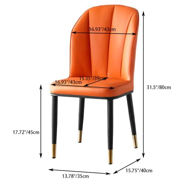 Contemporary Nordic Square Vertical Grain PU Leather Upholstered Carbon Steel Dining Chair Backrest For Dining Room - Image 5