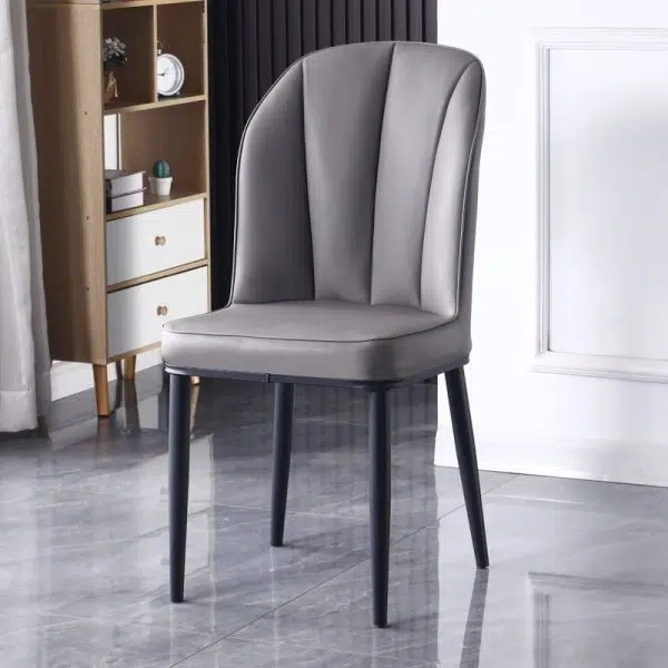 Contemporary Nordic Square Vertical Grain PU Leather Upholstered Carbon Steel Dining Chair Backrest For Dining Room - Image 20