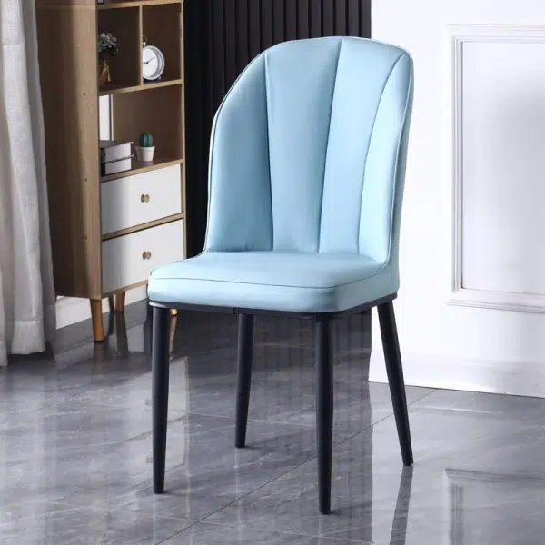 Contemporary Nordic Square Vertical Grain PU Leather Upholstered Carbon Steel Dining Chair Backrest For Dining Room - Image 23