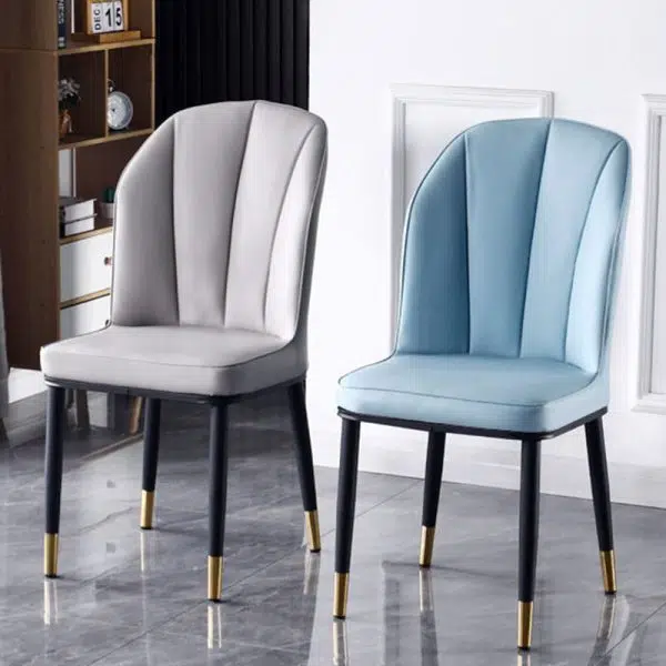 Contemporary Nordic Square Vertical Grain PU Leather Upholstered Carbon Steel Dining Chair Backrest For Dining Room - Image 16