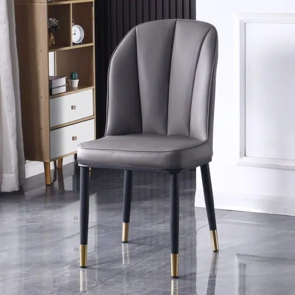 Contemporary Nordic Square Vertical Grain PU Leather Upholstered Carbon Steel Dining Chair Backrest For Dining Room - Image 25