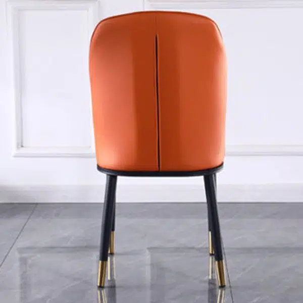 Contemporary Nordic Square Vertical Grain PU Leather Upholstered Carbon Steel Dining Chair Backrest For Dining Room - Image 12