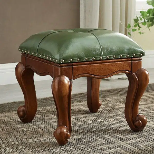 Contemporary Luxury Square Leather Upholstered Footstool For Entryways - Image 17