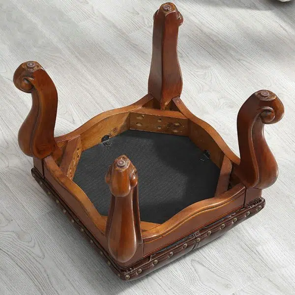 Contemporary Luxury Square Leather Upholstered Footstool For Entryways - Image 9