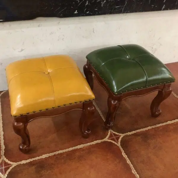 Contemporary Luxury Square Leather Upholstered Footstool For Entryways - Image 14