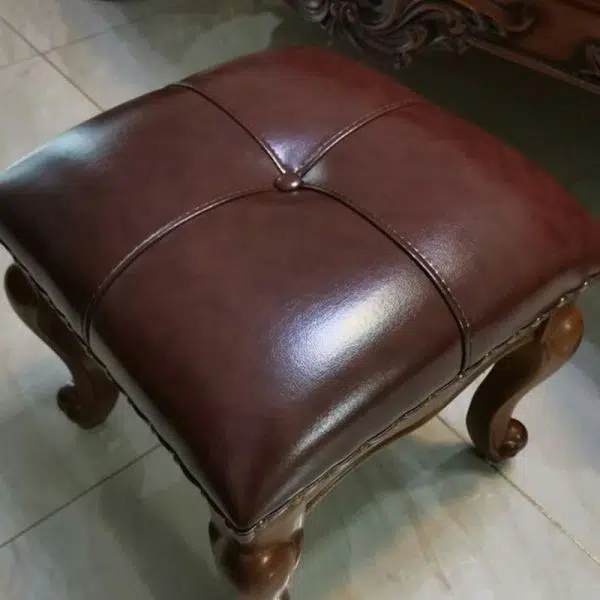 Contemporary Luxury Square Leather Upholstered Footstool For Entryways - Image 10