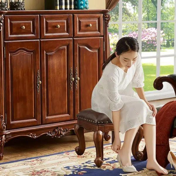 Contemporary Luxury Square Leather Upholstered Footstool For Entryways - Image 13