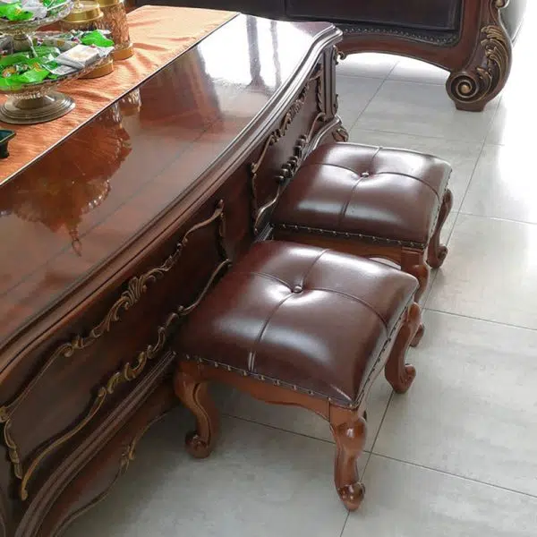 Contemporary Luxury Square Leather Upholstered Footstool For Entryways - Image 3