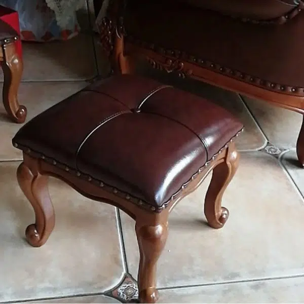 Contemporary Luxury Square Leather Upholstered Footstool For Entryways - Image 15