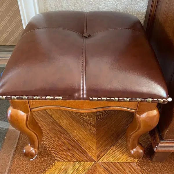 Contemporary Luxury Square Leather Upholstered Footstool For Entryways - Image 11