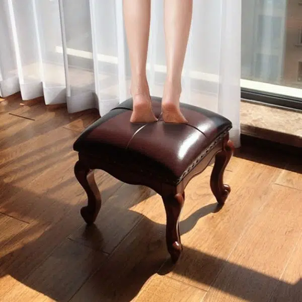 Contemporary Luxury Square Leather Upholstered Footstool For Entryways - Image 12