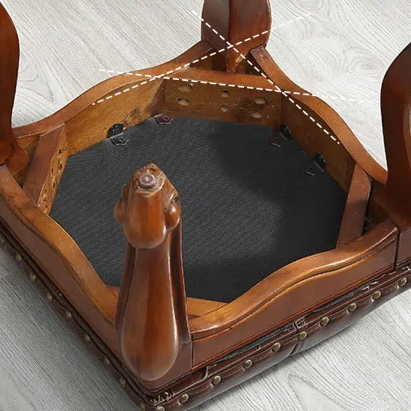 Contemporary Luxury Square Leather Upholstered Footstool For Entryways - Image 5