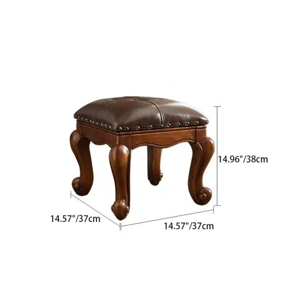 Contemporary Luxury Square Leather Upholstered Footstool For Entryways - Image 4