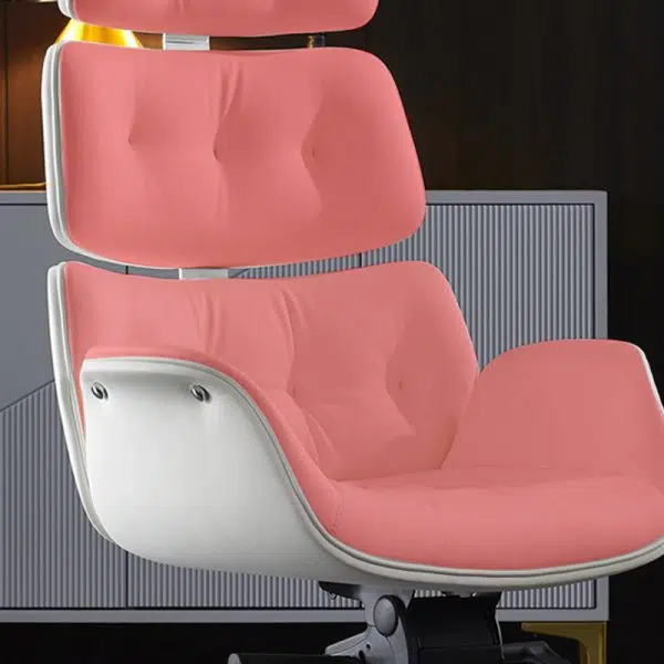 Contemporary Luxury Leather Rectangular Segmented Back Desk Chair Armrest For Home Office - Image 8