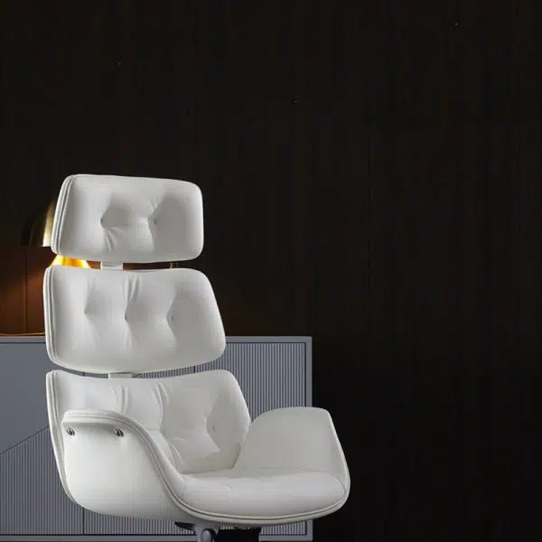 Contemporary Luxury Leather Rectangular Segmented Back Desk Chair Armrest For Home Office - Image 9